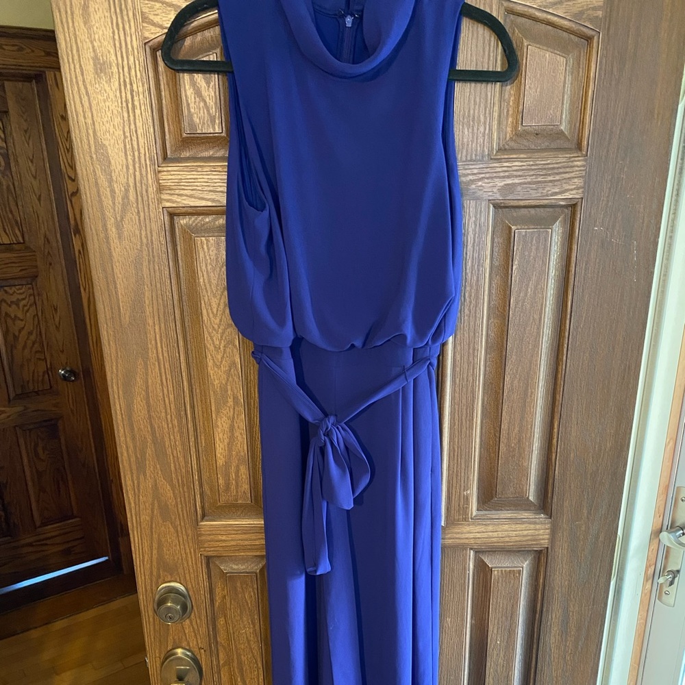 Blue high neck jumpsuit